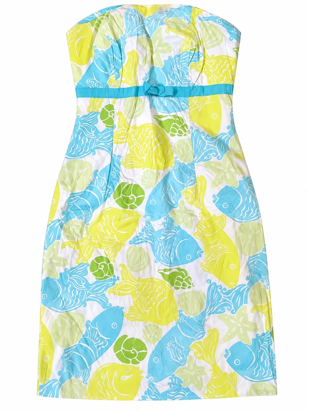 Lilly Pulitzer Vintage Strapless Fish Print Cotton Dress Size 4